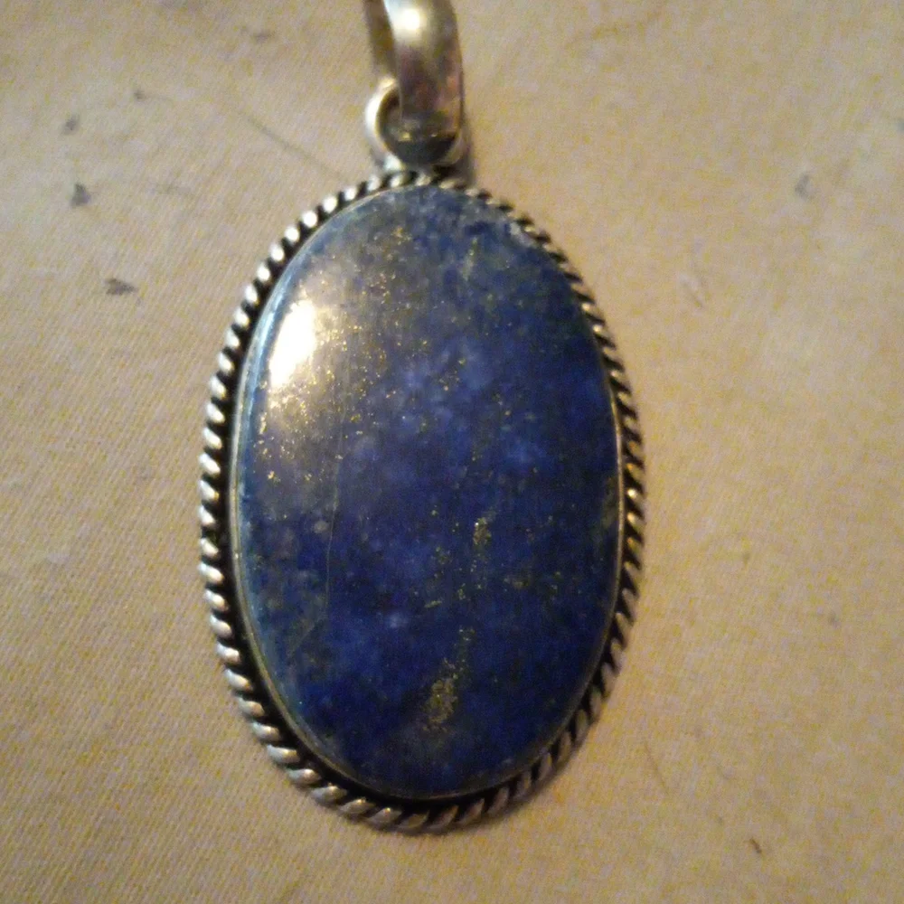 Lapis Lazuli pendant .925 sterling silver stamped - Picture 1 of 2